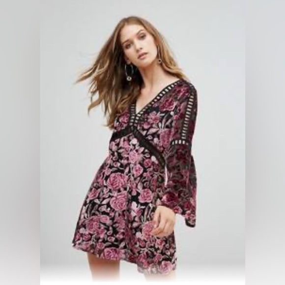 RD&KOKO Floral Black and Pink Dress - Picture 1 of 6